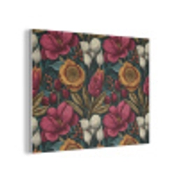 Bloemen - Patroon - Rood - Goud PET vilt klein 837 -3d