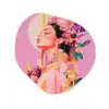 Vrouw - Bloemen - Paars - Abstract Wandcirkel Organisch Plexiglas middel -3d