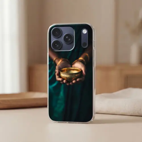 Goud - Kom - Blauw Telefoonhoesje iPhone 17 Pro klein -sfeer2