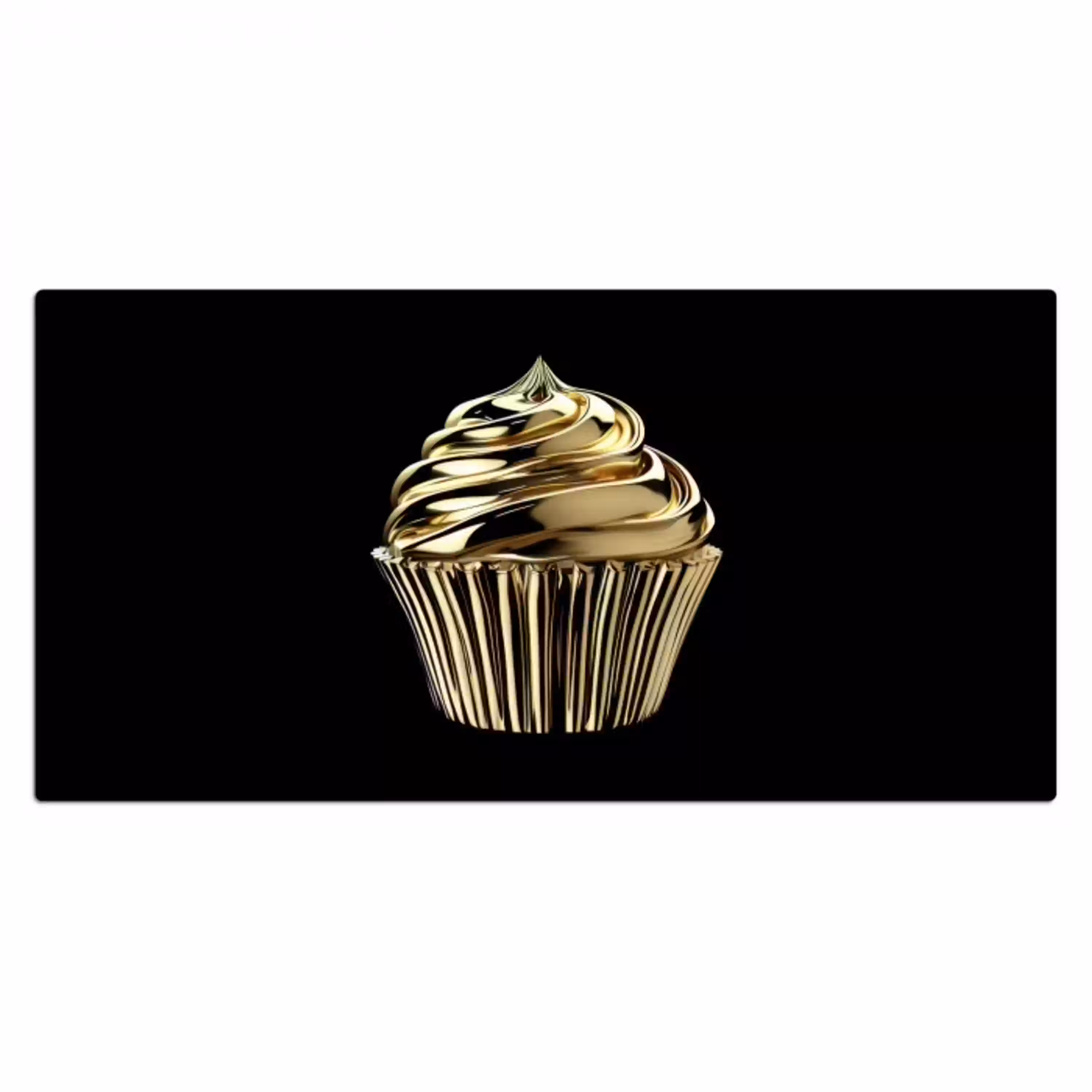 Cupcake - Eten - Goud - Zwart Muismat XXL klein -3d_leeg