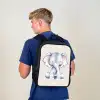Olifant tekening tegen een beige achtergrond Rugzak - Zwart middel -sfeer8