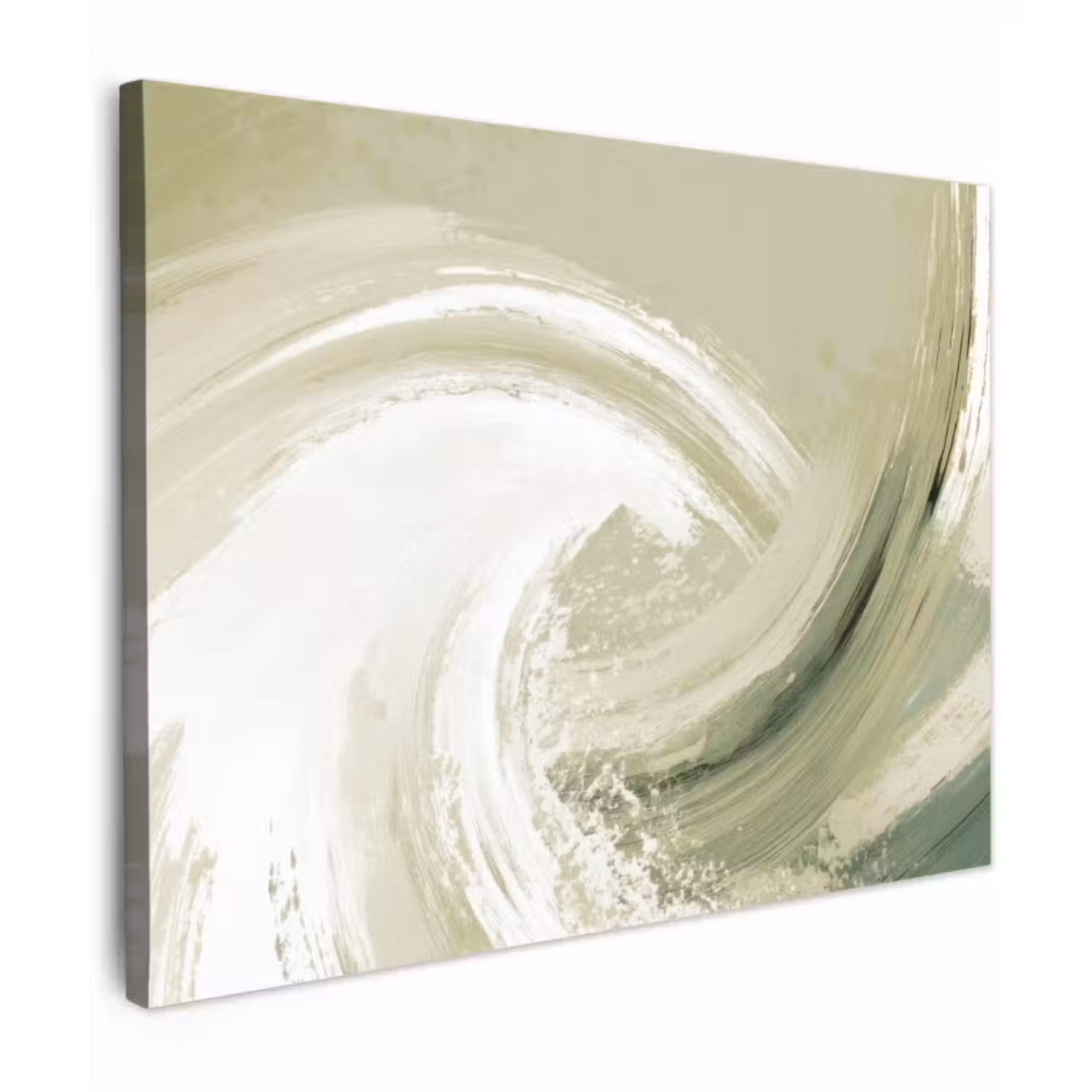 Canvas schilderij - Abstract - Penseelstreken - Golven - Groen