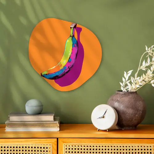 Felle kleuren - Banaan - popart Wandcirkel Organisch Forex 3mm klein -sfeer2