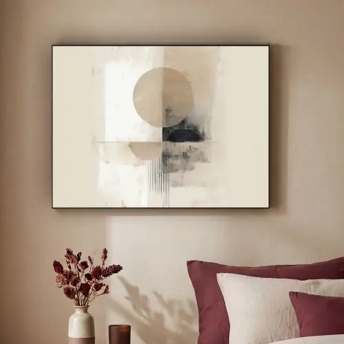Cirkel - Compositie - Diepte - Beige Textielframe - compleet frame klein -sfeer1