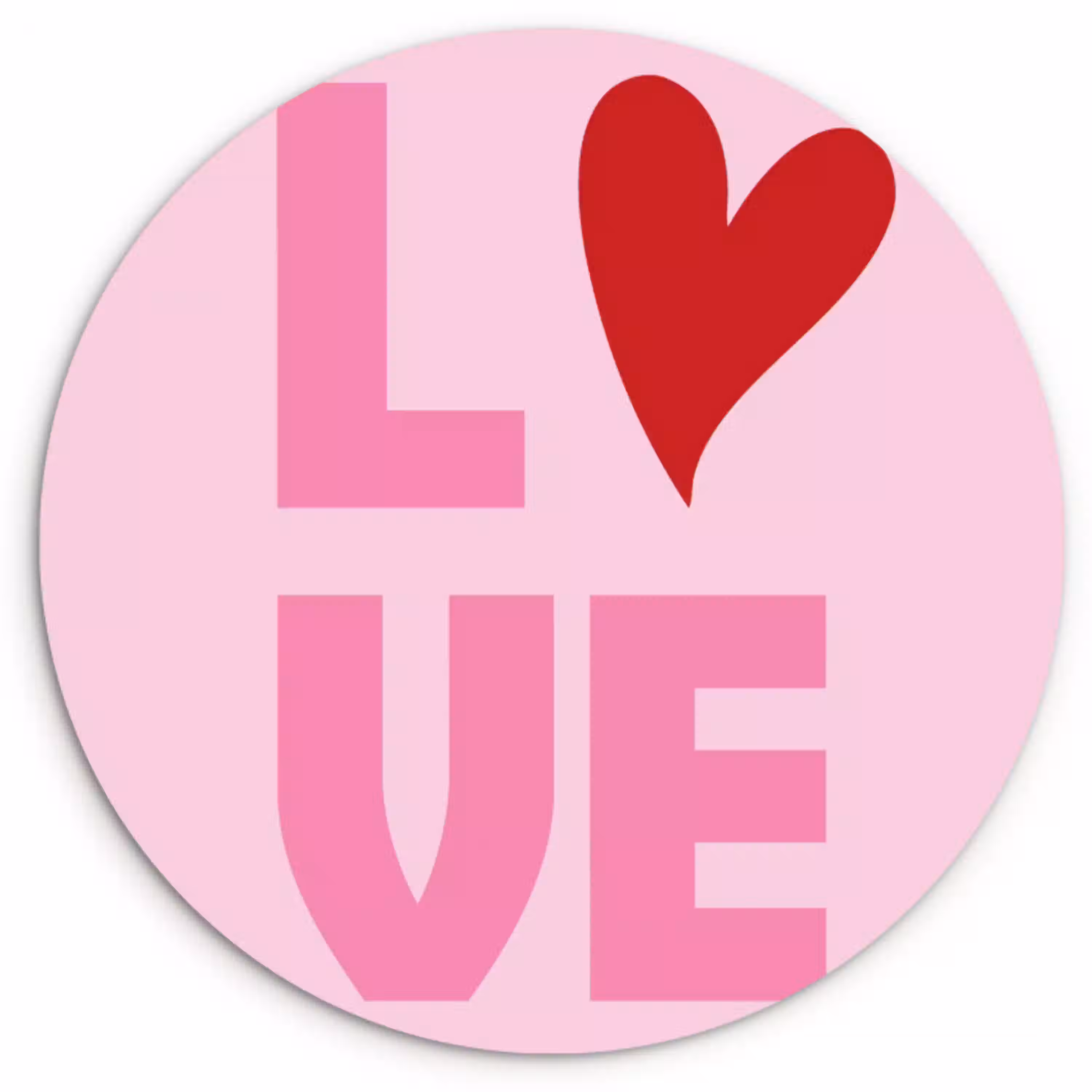 Love - Roze - Hart - Valentijn Wandcirkel kunststof plaat 5mm dik klein -3d