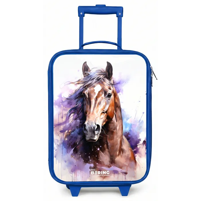 Aquarel paard met kleurrijke spatten Kinderkoffer - Blauw klein -zz3dotto