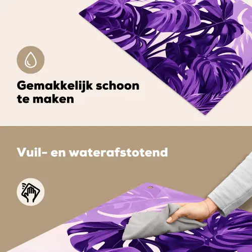 Bladeren - Paars - Tropisch - Abstract Inductie beschemer met haakjes klein -ky-schoon-nl