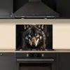 Dieren - Wolf - Portret - Zwart - Bruin keuken achterwand spatscherm klein -sfeer1