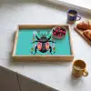 Kever - Bloemmotieven - Turquoise - Bladeren Dienblad Rechthoek middel -sfeer2