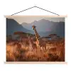 Giraffen - Hoog gras - Acaciabomen textielposter latten blank klein -3d
