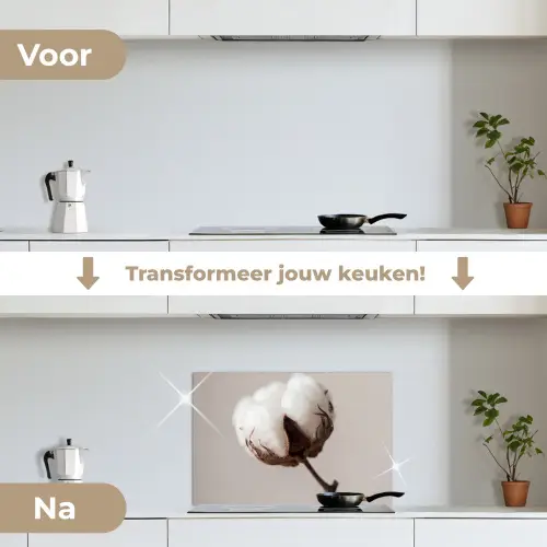 Katoenbol - Minimalistisch - Wit keuken achterwand spatscherm klein -voor_na_NL