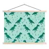Donkergroen - Dinosaurussen - Afdrukken - Bladeren textielposter latten blank klein -3d