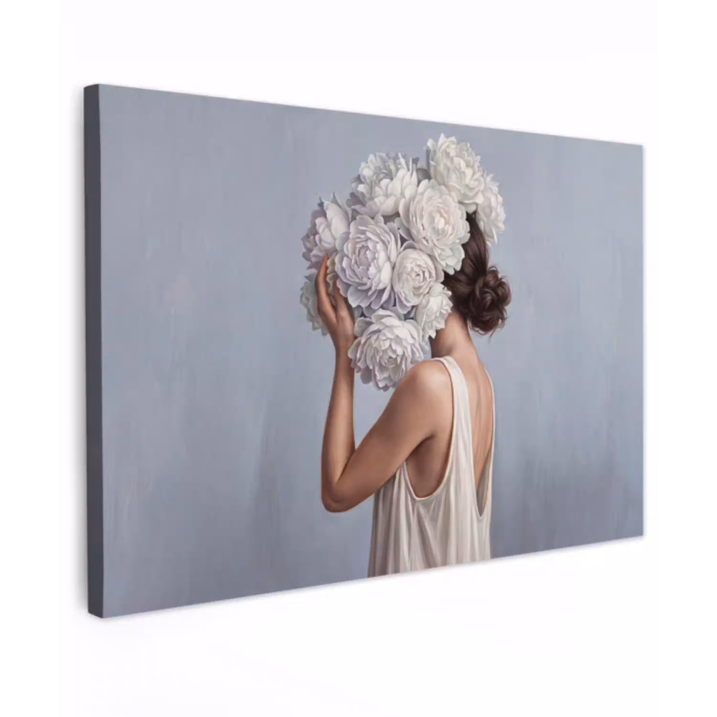 Bloemen - Vrouw - Wit canvas 2cm klein -z3d