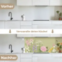 Botanisch - Bloemen - Kleurrijk keuken achterwand 2 middel -voor-na_DE