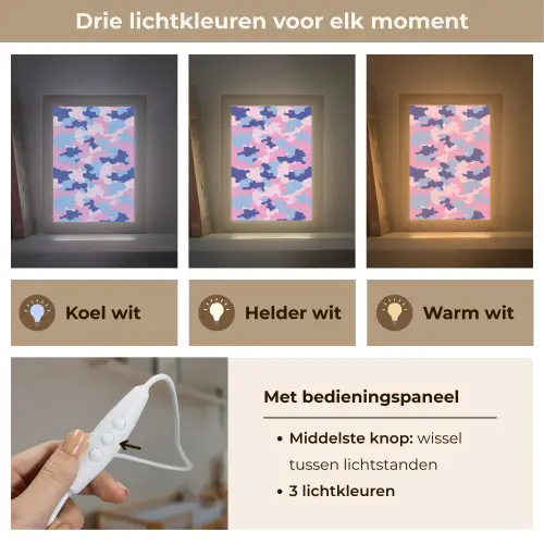 Camouflage - Patroon - Donkerblauw Light Box met kabel klein -USP_lichtkleurNL