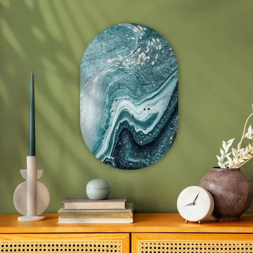 Edelstenen - Blauw - Natuur - Marmer - Abstract Wandcirkel Ovaal Forex klein -sfeer2