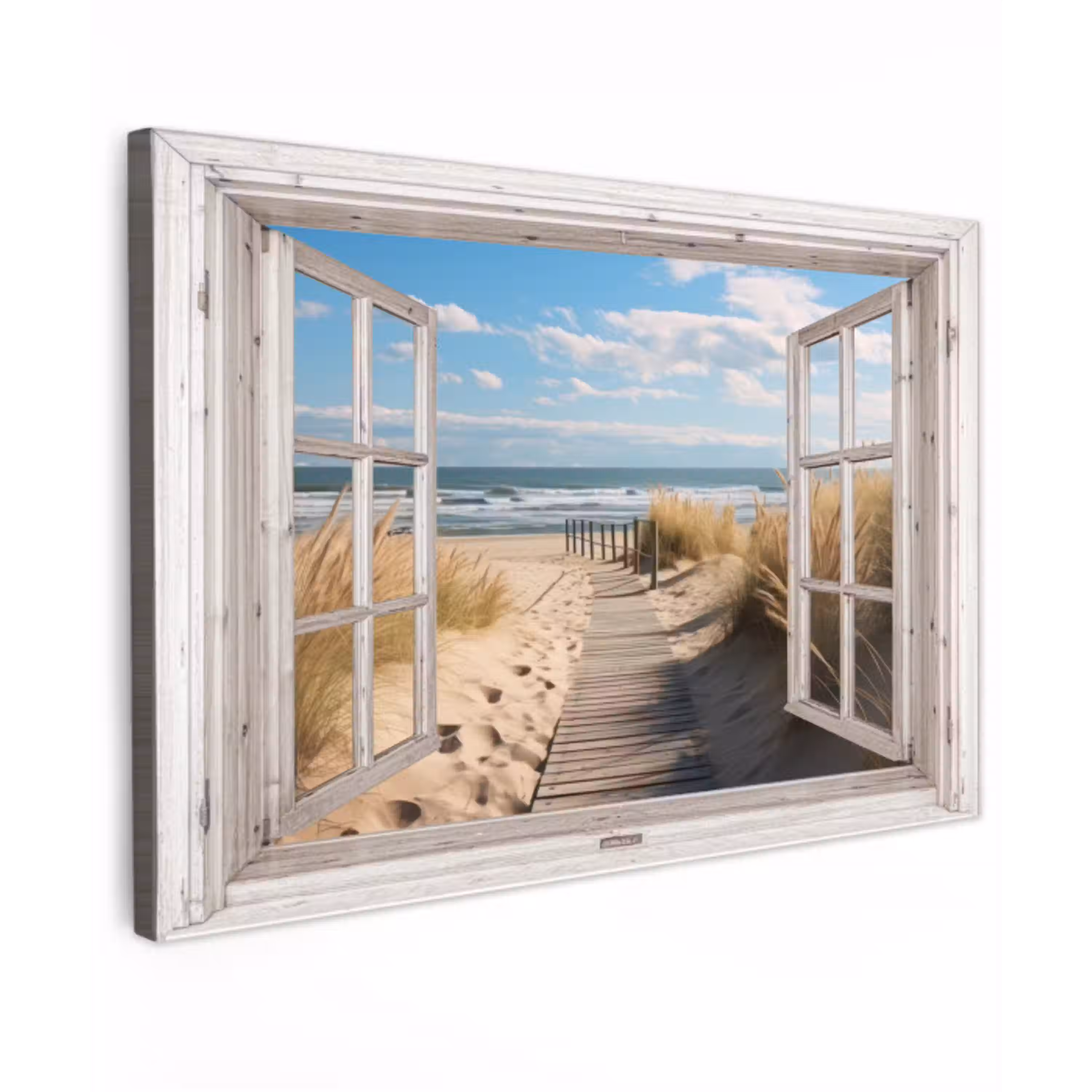 Raam - Zee - Kust - Natuur - Doorkijk - Strand - Waddenzee canvas 2cm klein -z3d