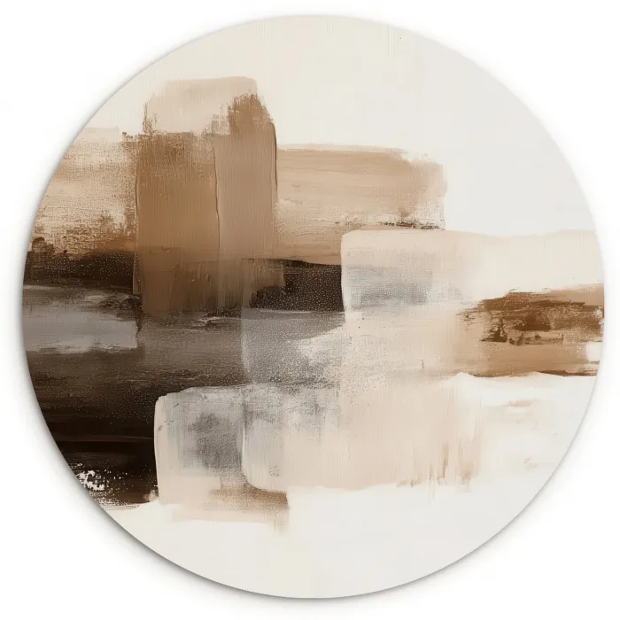 Penseelstreken - Abstract landschap - Rust Wandcirkel kunststof plaat 5mm dik klein -3d