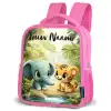 Olifant - Tijger - Bos - Jungle Kinderrugzak - Roze middel -schuin