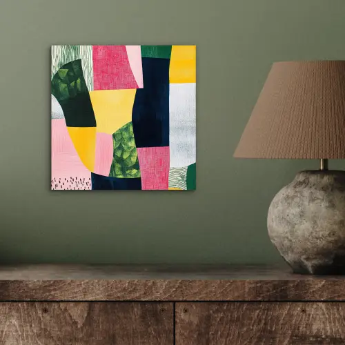 Abstract - Roze - Lappen - Vormen - Geel aluminium wit klein -sfeer2