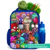 Monsters, bloemen en ijsje patroon Kinderrugzak - Blauw middel -inhoud_NL