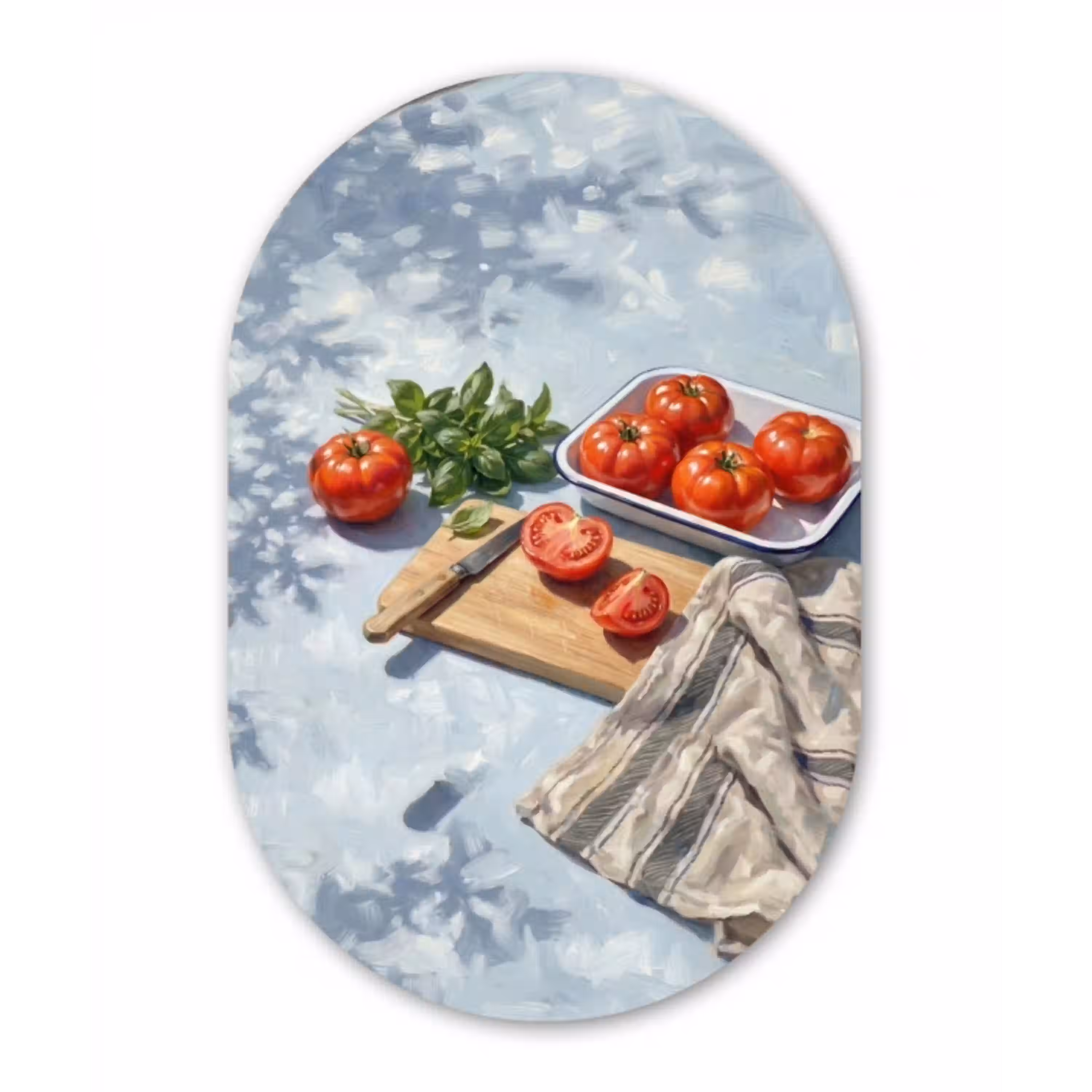 Eten - Keuken - Ingrediënten - Stillleven - Rood Wandcirkel Ovaal Aluminium middel -3d