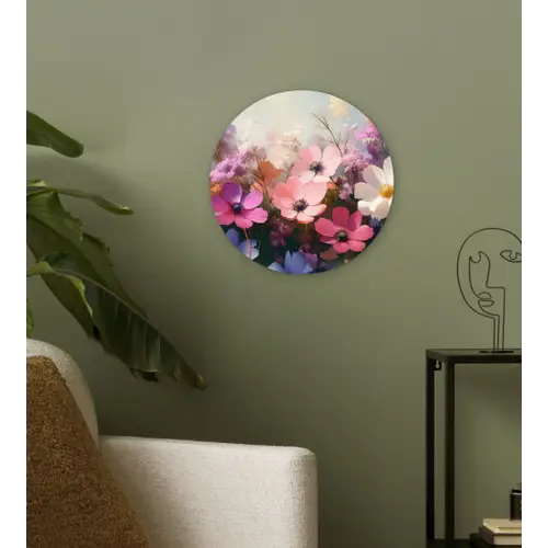 Bloemen - Kleurrijk - Bloei Wandcirkel kunststof plaat 5mm dik klein -sfeer3