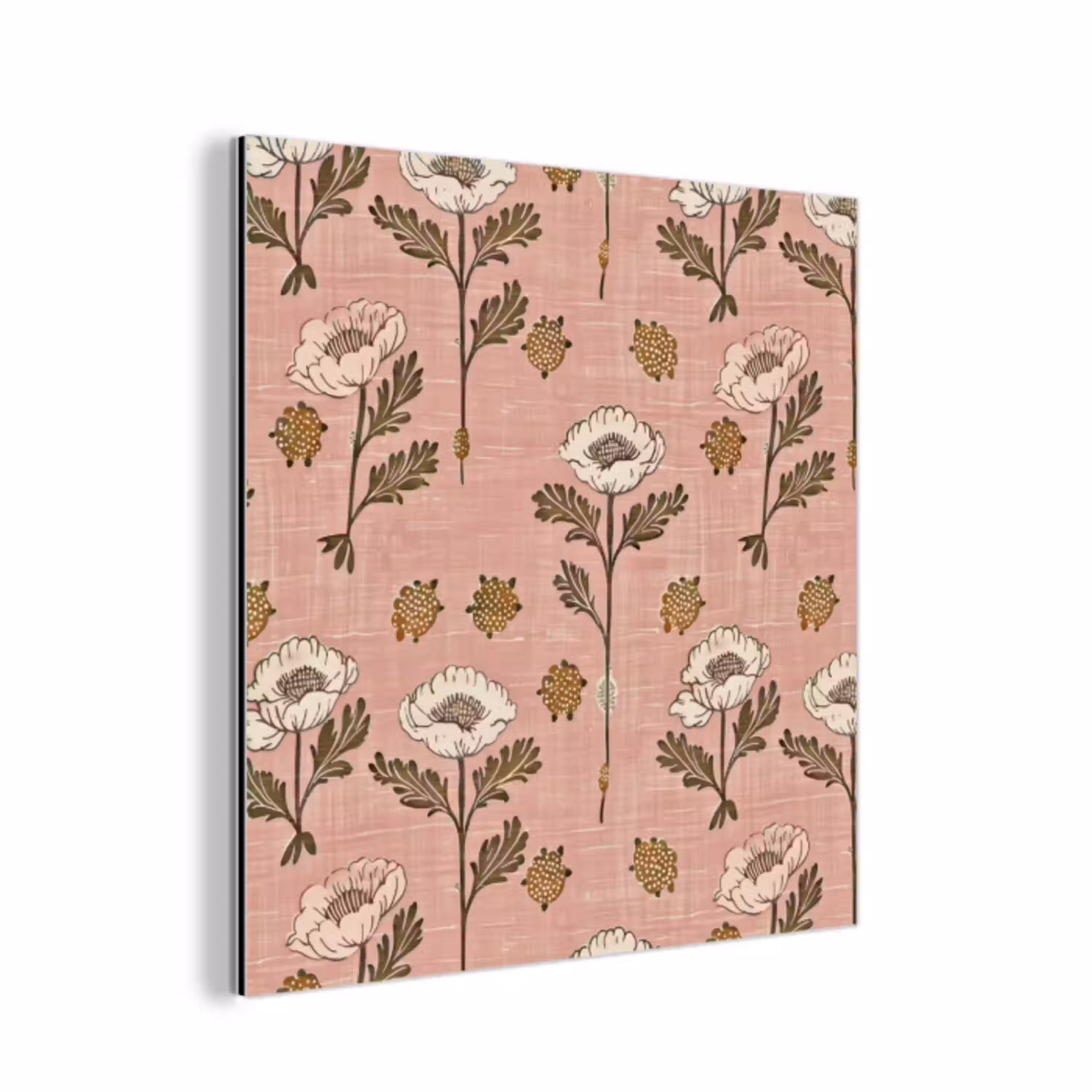 Roze - Bloemen - Vintage - Textuur aluminium wit klein 46 -3d