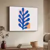 Abstract - Blad - Blauw - Rechthoeken Textielframe - compleet frame klein -sfeer3