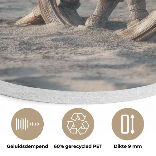 Scheepsstuur - Hout - Bruin - Zand Akoestische PET Vilt - Rond klein -closeup_NL