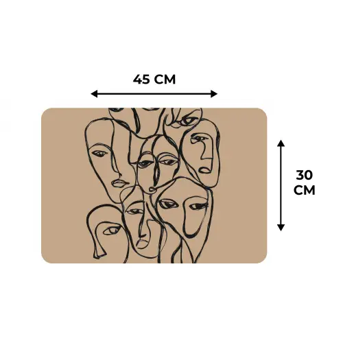 Gezichtenzee - Lijntekening - Abstract Placemat vinyl groot -specs