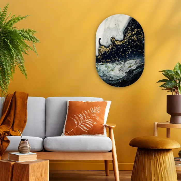 Marmer - Abstract - Goud - Luxe Wandcirkel Ovaal Forex klein -sfeer4