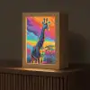 Giraffe - Savanna - Lucht - Gekleurd Light Box met kabel (Tafellamp) klein -z3d_website