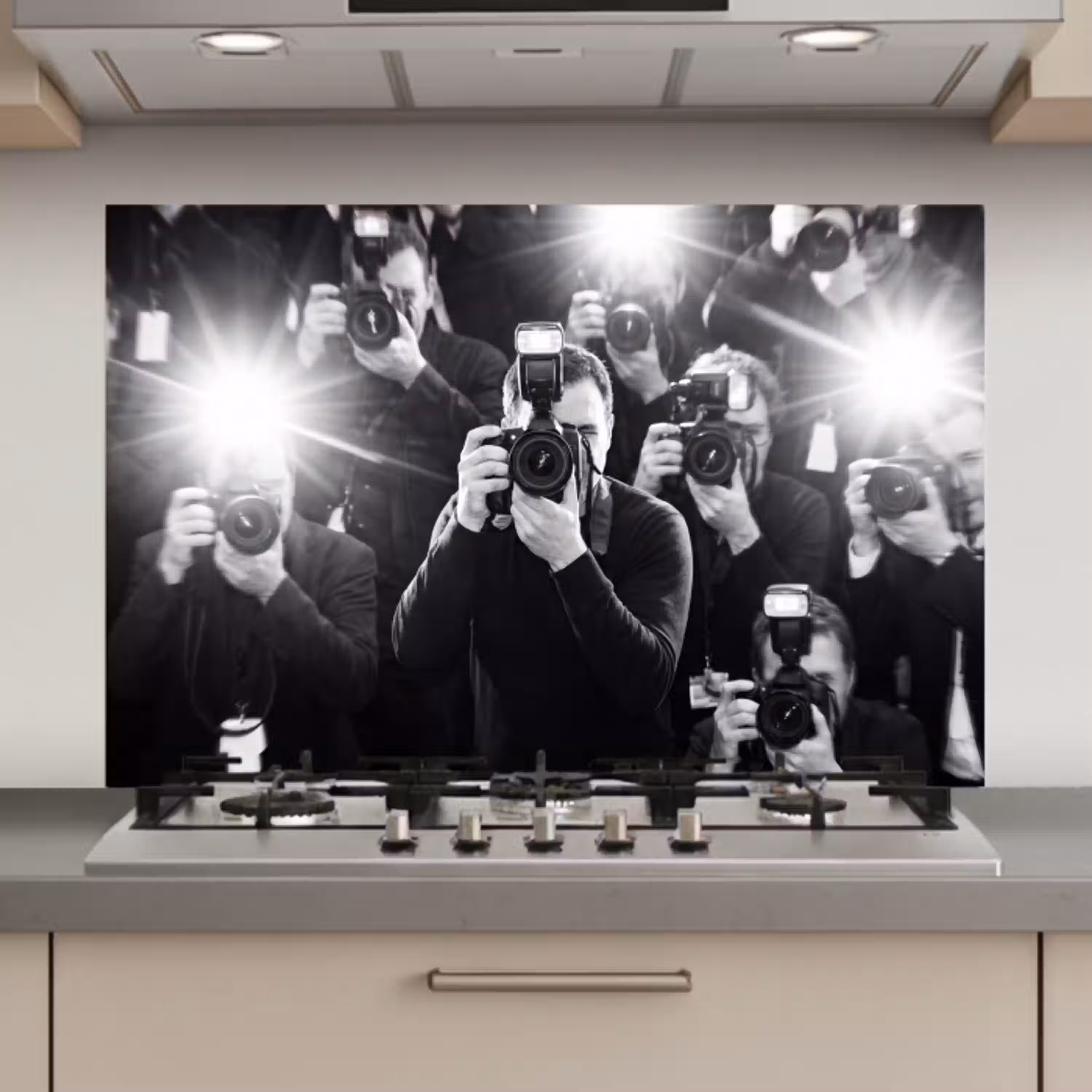Mensen - Camera - Flitslicht - Zwart-wit - Media keuken achterwand spatscherm klein -3d_website