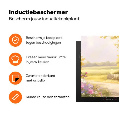Huisje - Hout - Bloemen Inductie beschermer vinyl 3mm klein -zzzzzzz-td-ups