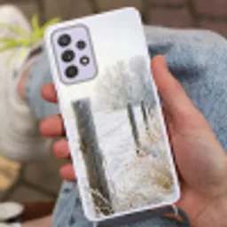 Hek - Sneeuw - Mist - Platteland - Nostalgisch Hoesje Samsung Galaxy A52 5G met koord klein -sfeer3