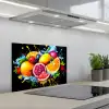 Fruit - Graffiti - Kleurrijk - Sinaasappel - Aardbei - Abstract keuken achterwand spatscherm klein -3d_schuin