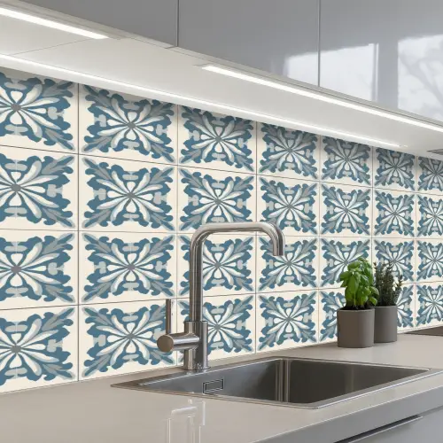 Dessin - Tegel - Blauw keuken achterwand 2 middel 871 -3d_schuin