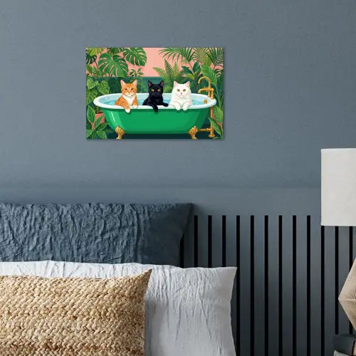 Badkamer - Kattenparade - Kleurrijk poster papier klein -sfeer2