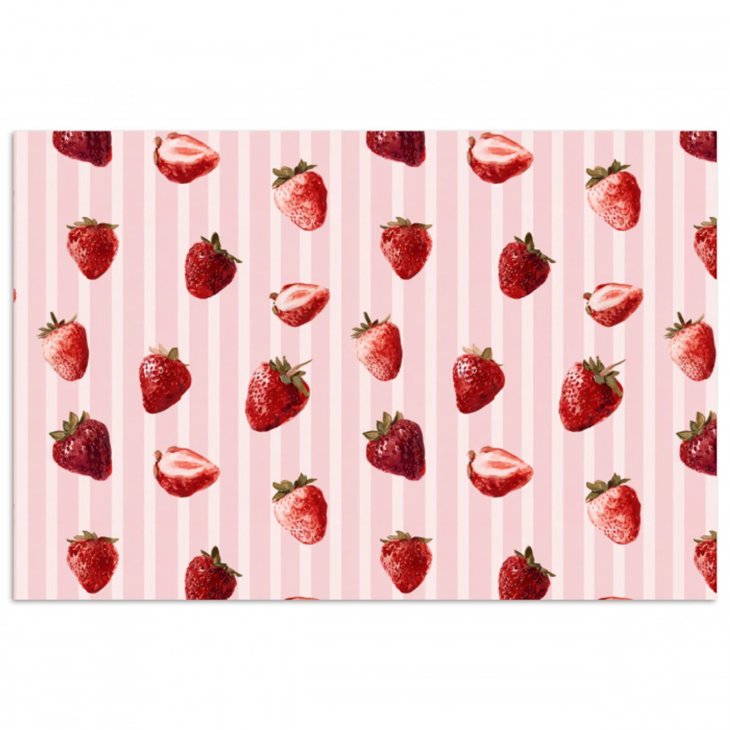 Strepen - Aardbei - Roze poster papier klein 62 -3d