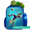 Neon - Voetbal - Schop - Kleurrijk Kinderrugzak - Blauw middel -inhoud_FR