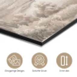 Rivierlandschap - Bergen - Natuur - Vintage - Beige aluminium wit klein -closeup_DE