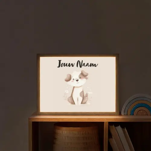 Hond - Gevlekt - Bruin Light Box met batterij (Wandlamp kind) middel -sfeer1_kind