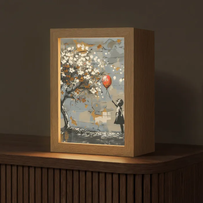 Boom - Graffiti - Banksy Style - Balloon Girl Light Box met kabel (Tafellamp) klein -z3d_website
