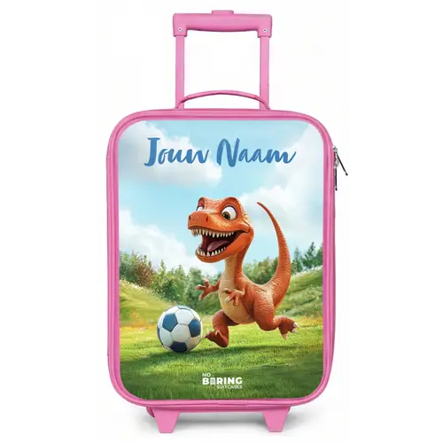 Voetbal - Dino - Sport Kinderkoffer - Roze klein -zz3dotto