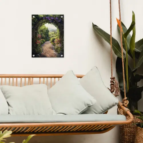 Doorkijk - Landschap - Bloemen - Tuinboog - Natuur tuinposter los doek klein -sfeer7