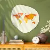 Wereldkaart - Oranje - Kleurrijk Wandcirkel Organisch Aluminium middel -sfeer2