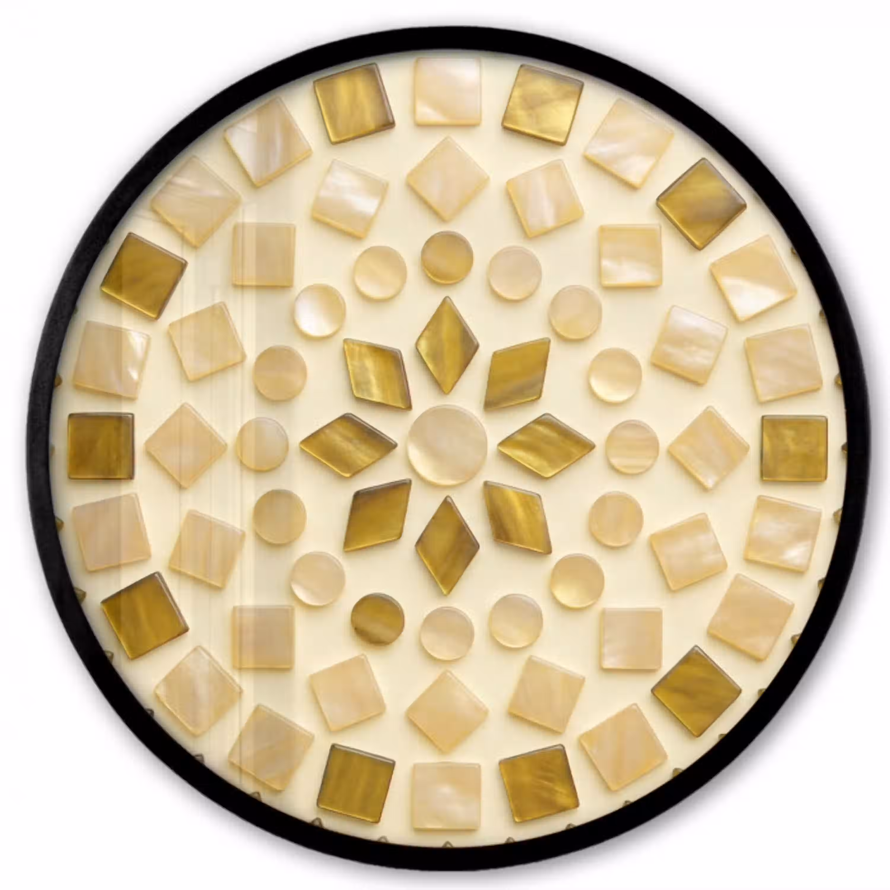 Patroon - Vormen - Mozaïek - Abstract - Goud Fotolijst rond zonder passe partout klein -3d