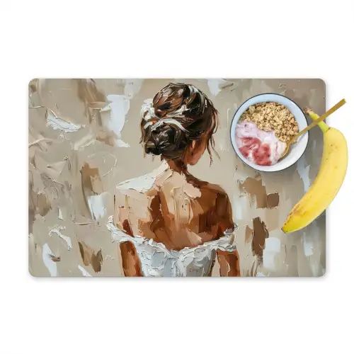Vrouw - Verf - Abstract - Beige - Modern Placemat vinyl groot -zzzproduct_Kitchenyeah-website
