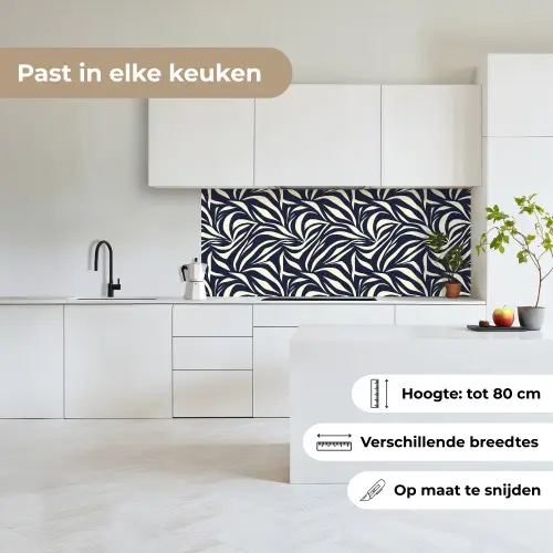 Bladvormen - Blauw - Patroon - Wit keuken achterwand 2 middel 871 -sfeer4_NL
